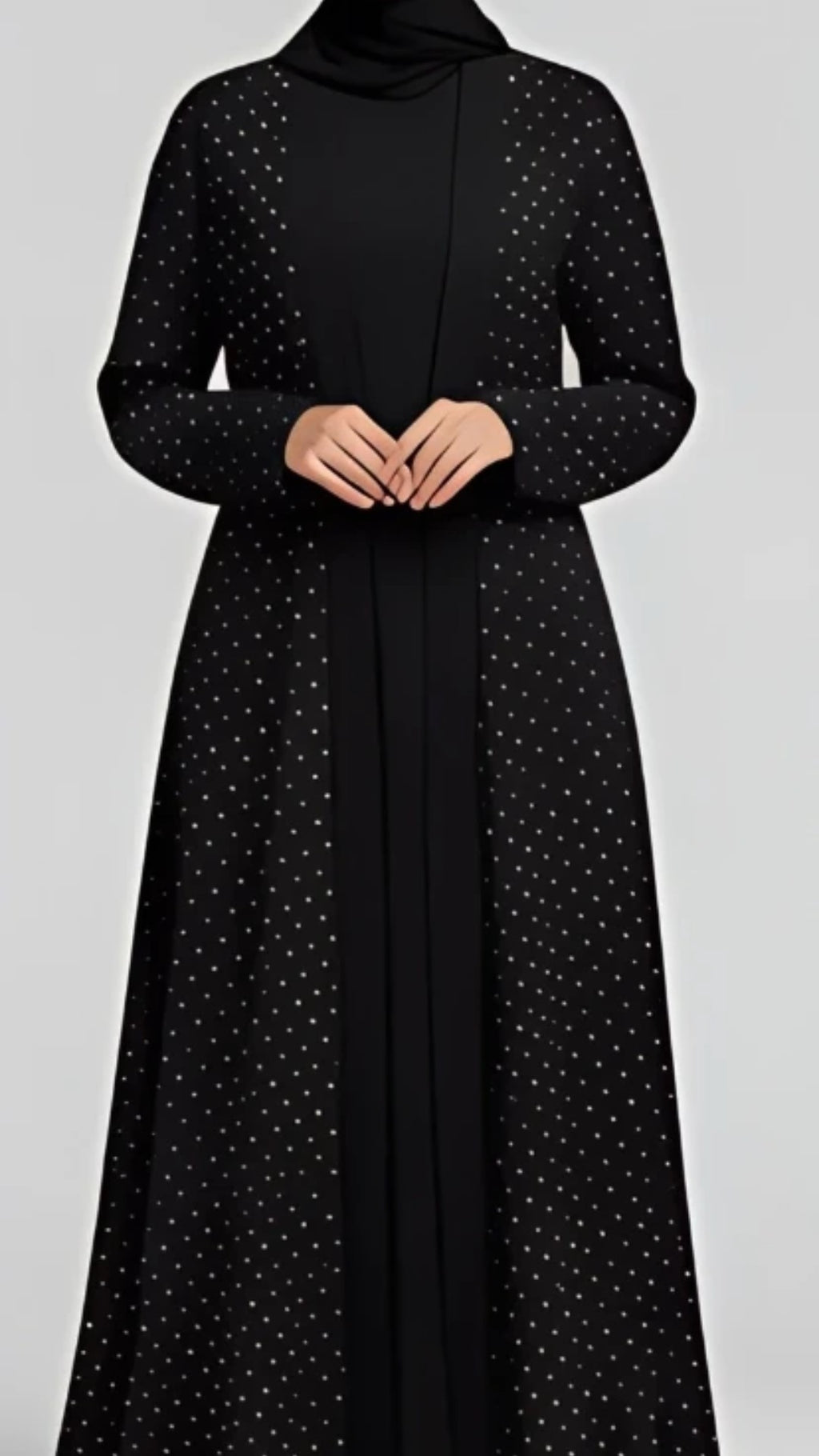 Noir Radiance Abaya with Upper & Inner
