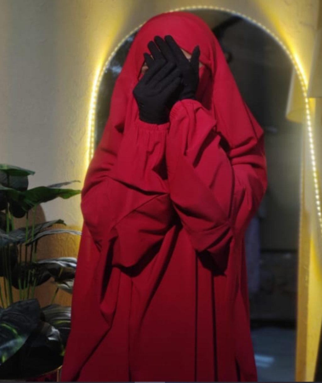 The Crimson Veil Abaya